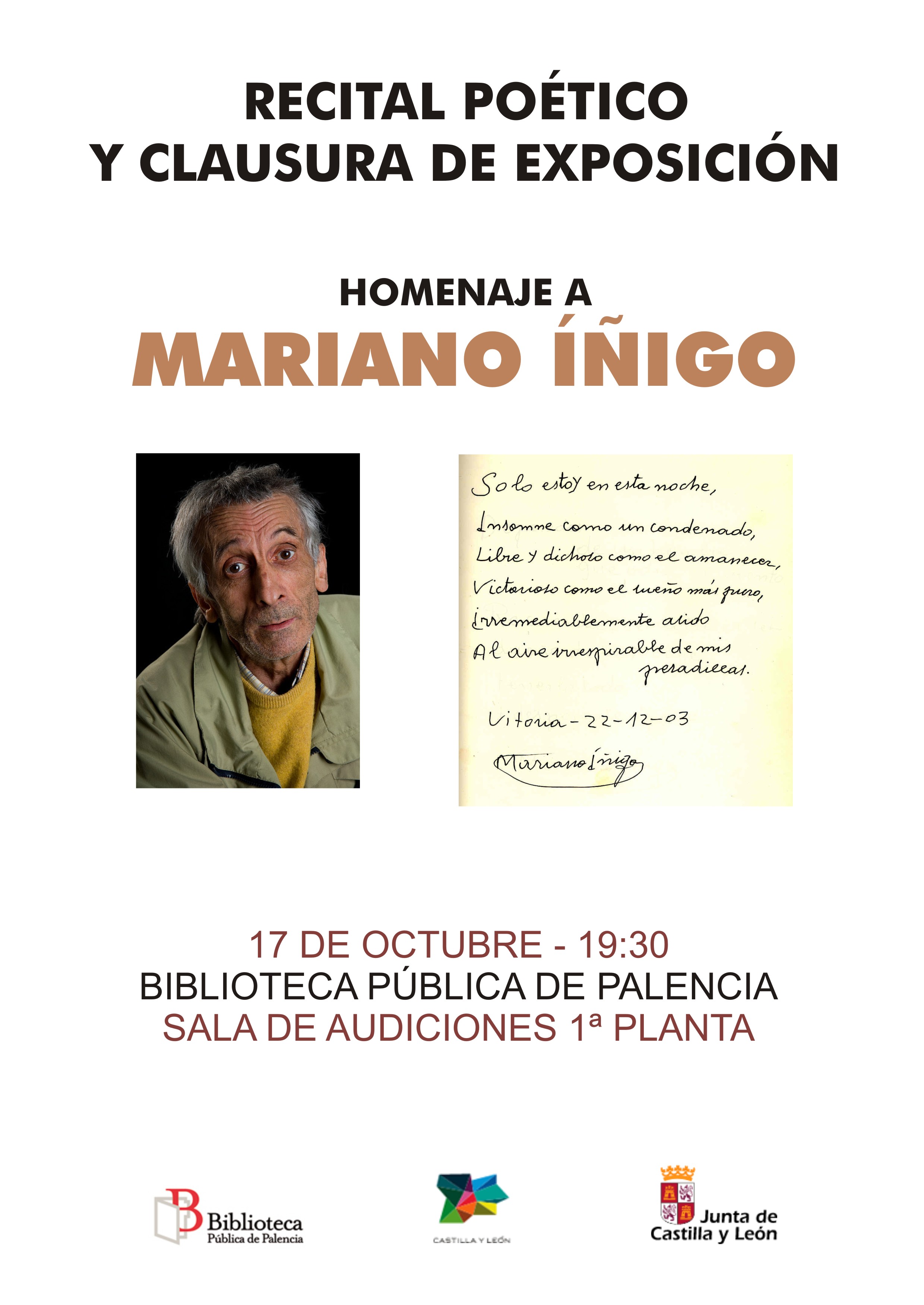 Recital poético y clausura de exposición homenaje a Mariano Íñigo